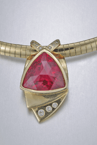 gold and red ruby pendant